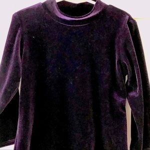 Tessutio Girls Purple Stretch Velvet top, sz 10/12?